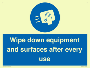 Wipe down equipment and surfaces after every use